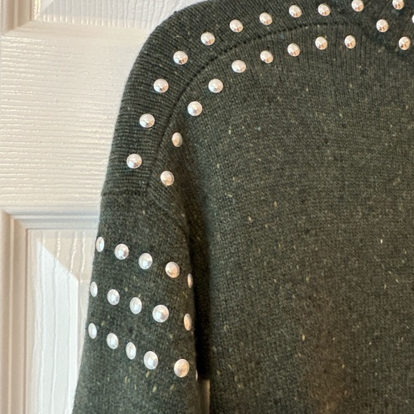 Autumn Cashmere Dark Green Mock Neck Sweater with Stud Details XS NWOT - Picture 3 of 5